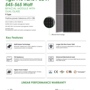 Tấm pin năng lượng mặt trời 545-565W – Jinko Tiger Pro